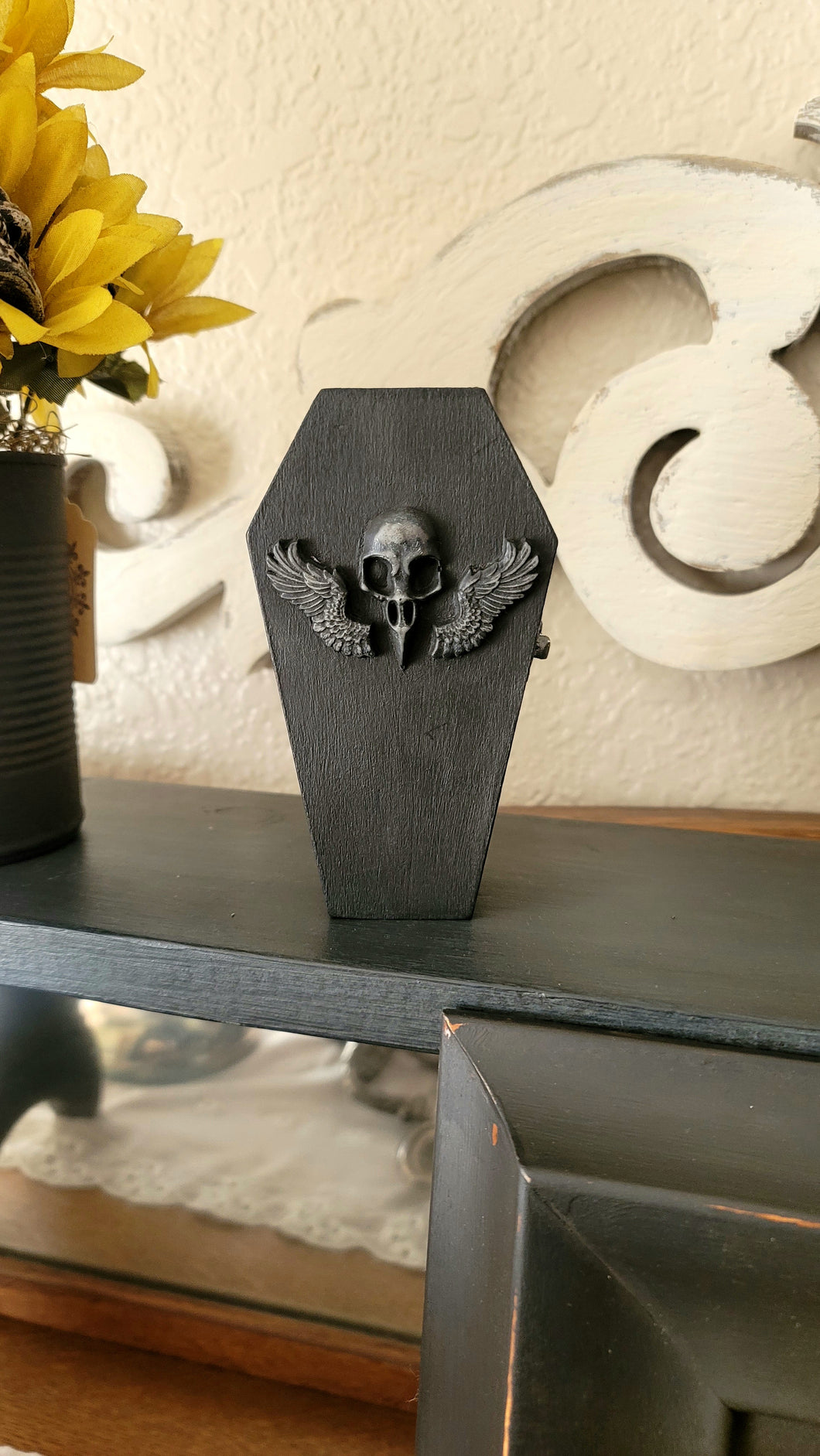 Coffin Jewelry/Trinket Box Bird Skull and Wings