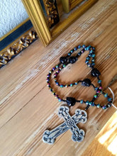 Load image into Gallery viewer, Rosary, Beaded Rosary Necklace, Skull, Gothic, Dia de los Muertos, Prayer Beads