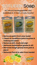Load image into Gallery viewer, Natural Soap Infused Scrubber: Removes Paint, Grease, Dirt