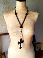 Load image into Gallery viewer, Rosary, Beaded Rosary Necklace, Skull, Gothic, Dia de los Muertos, Prayer Beads