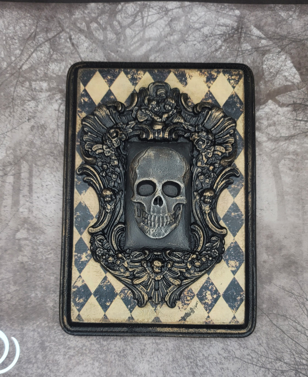 Ornate Victorian Gothic Skull Plaque