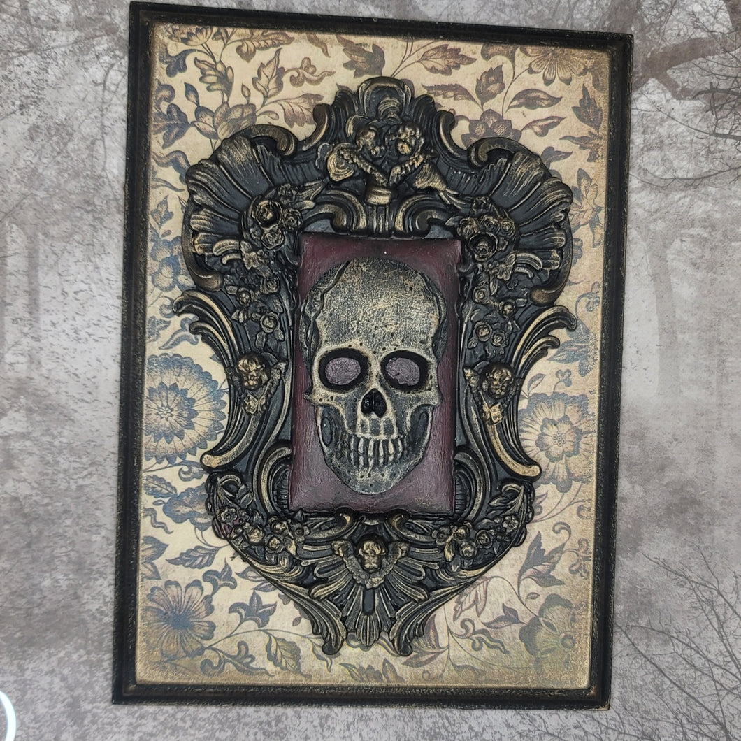 Ornate Victorian Gothic Skull Plaque