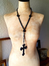 Load image into Gallery viewer, Rosary, Beaded Rosary Necklace, Skull, Gothic, Dia de los Muertos, Prayer Beads

