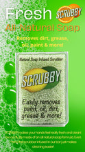 Load image into Gallery viewer, Natural Soap Infused Scrubber: Removes Paint, Grease, Dirt

