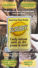 Load image into Gallery viewer, Natural Soap Infused Scrubber: Removes Paint, Grease, Dirt
